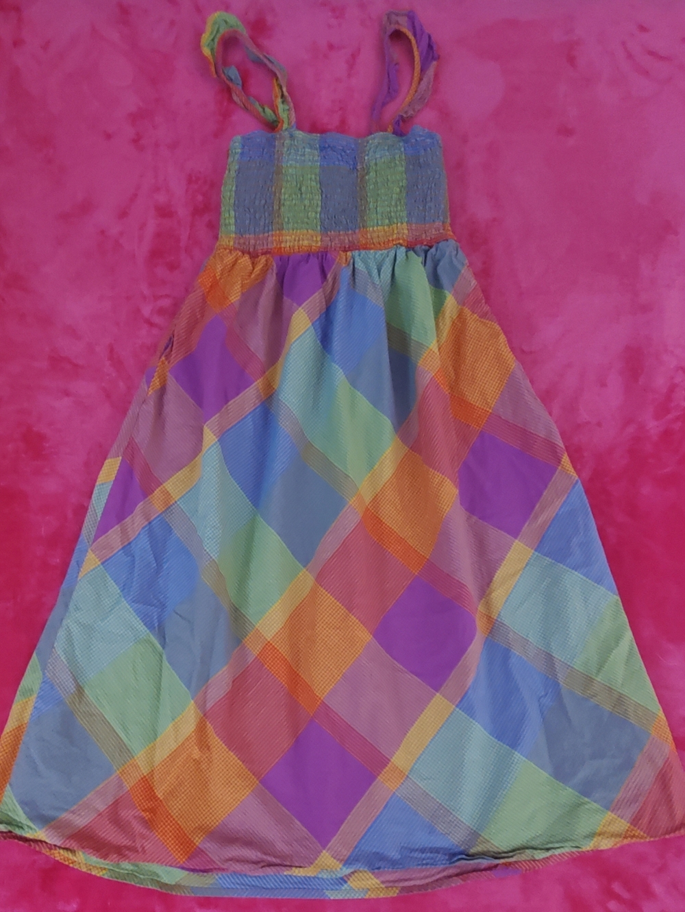 Time and Tru Rainbow Plaid A-Line Summer Dress